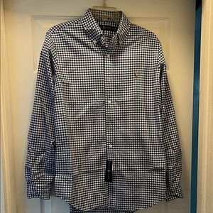 Classic Blue and White Ralph Lauren Gingham Men's Shirt